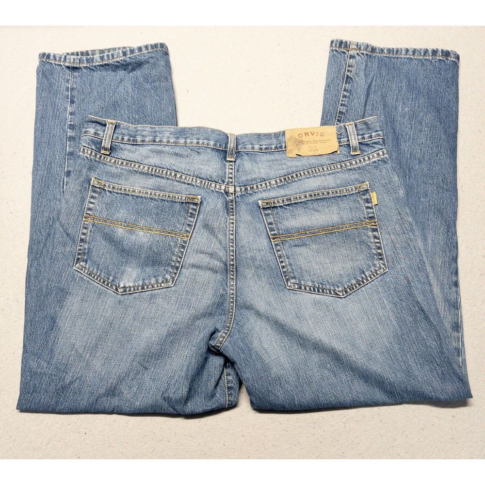 Orvis Men's‎ Blue Jeans Montana Morning Vintage Denim Size 40x32 Yellow Tab